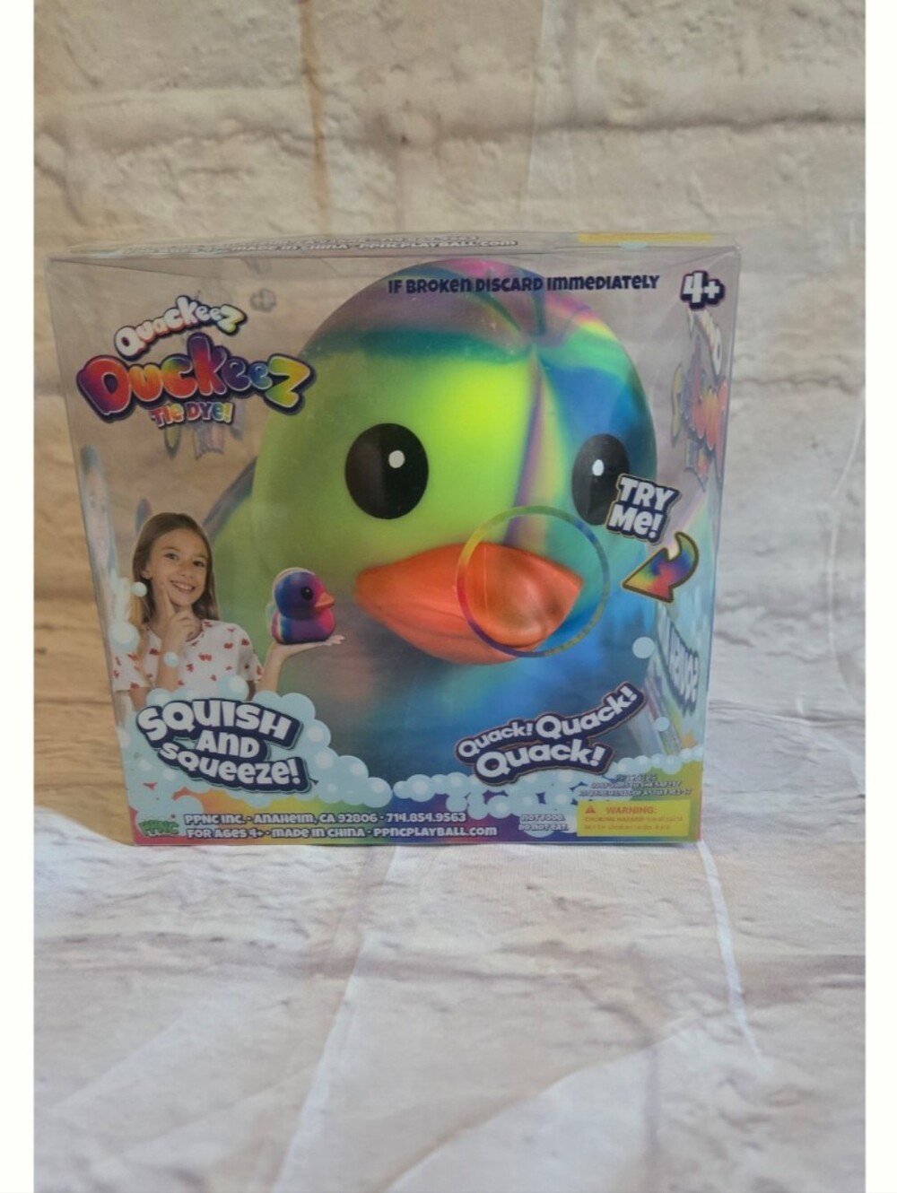 Quakeez Duckeez Tie Dye Squishy Duck Plush Toy - Multicolor